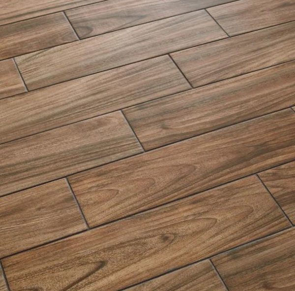 Baker Wood 6 in. x 24 in. Walnut Glazed Porcelain Floor and Wall Tile