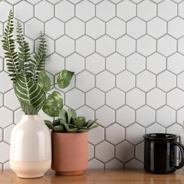 Merola Tile Metro Hex White Porcelain Mosaic Tile - Floor Sellers