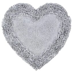 Better Trends Shaggy Border Collection Silver 30 in. Heart 100% Cotton Bath Rug
