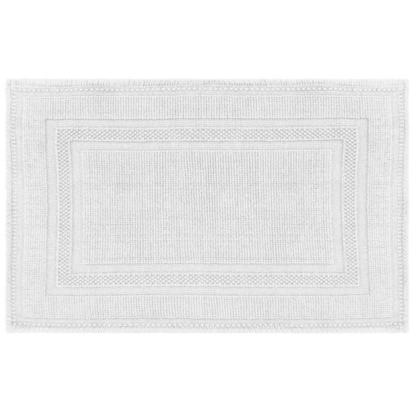 Jean Pierre Stonewash Racetrack 21 in. x 34 in. Cotton Bath Rug in White