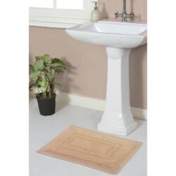 Opulent Reversible 100% Cotton Bath Rug Set, 17x24 Rectangle, Linen