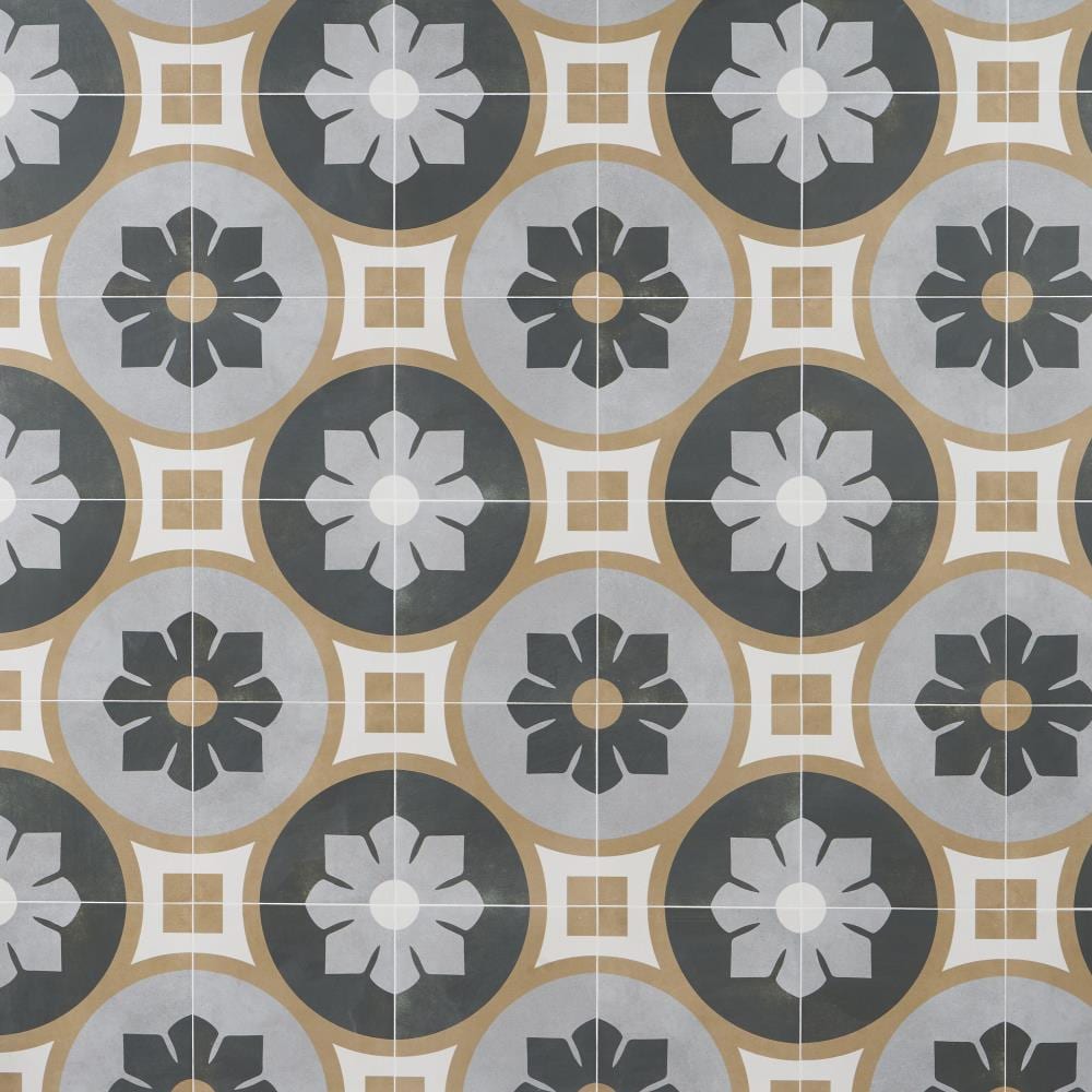 Artmore Tile Agave Bloom Green 9-in x 9-in Matte Porcelain Encaustic Floor and Wall Tile ( 6.99-sq ft / Carton ) | EXT3RD105126