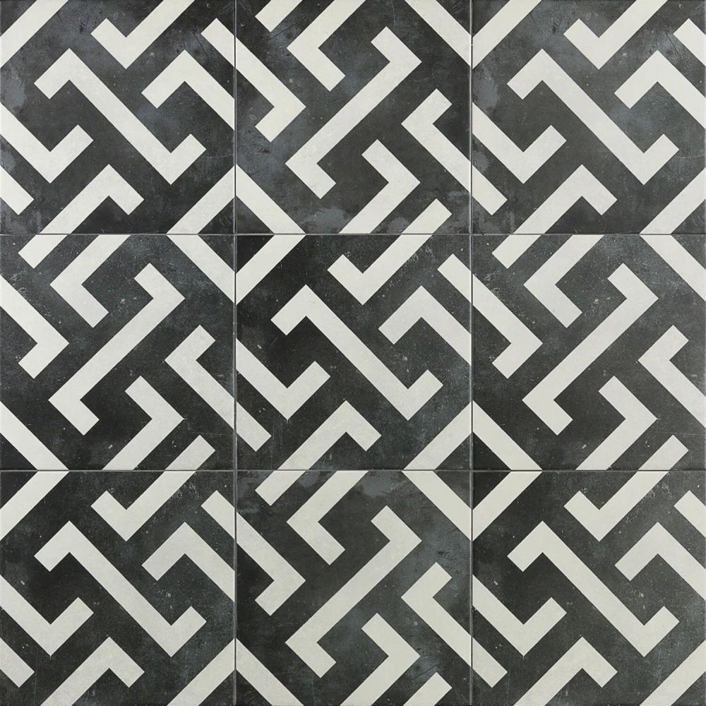 Artmore Tile Magnifico Black 9-in x 9-in Glazed Porcelain Encaustic Floor and Wall Tile ( 10.76-sq ft / Carton ) | EXT3RD101344