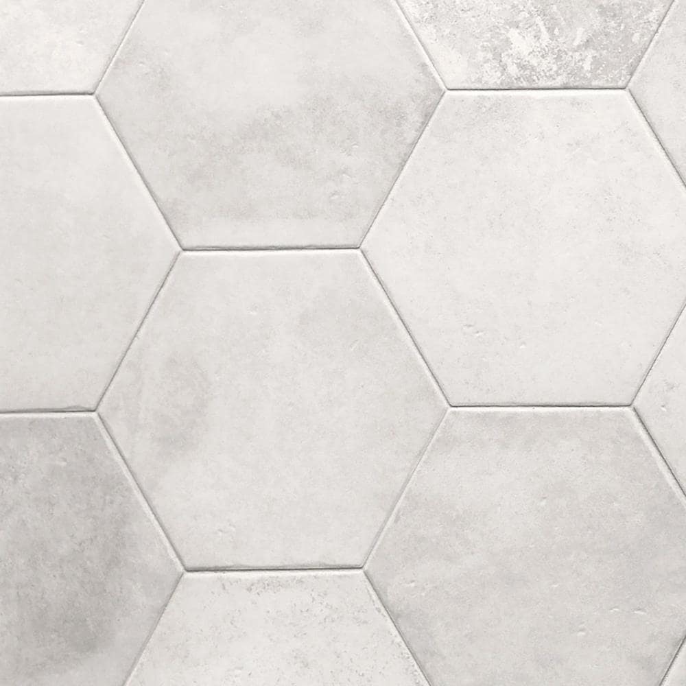 Artmore Tile Sorrento Blanco 8-in x 10-in Matte Porcelain Cement look Hexagon Floor and Wall Tile ( 9.84-sq ft / Carton ) | EXT3RD106415