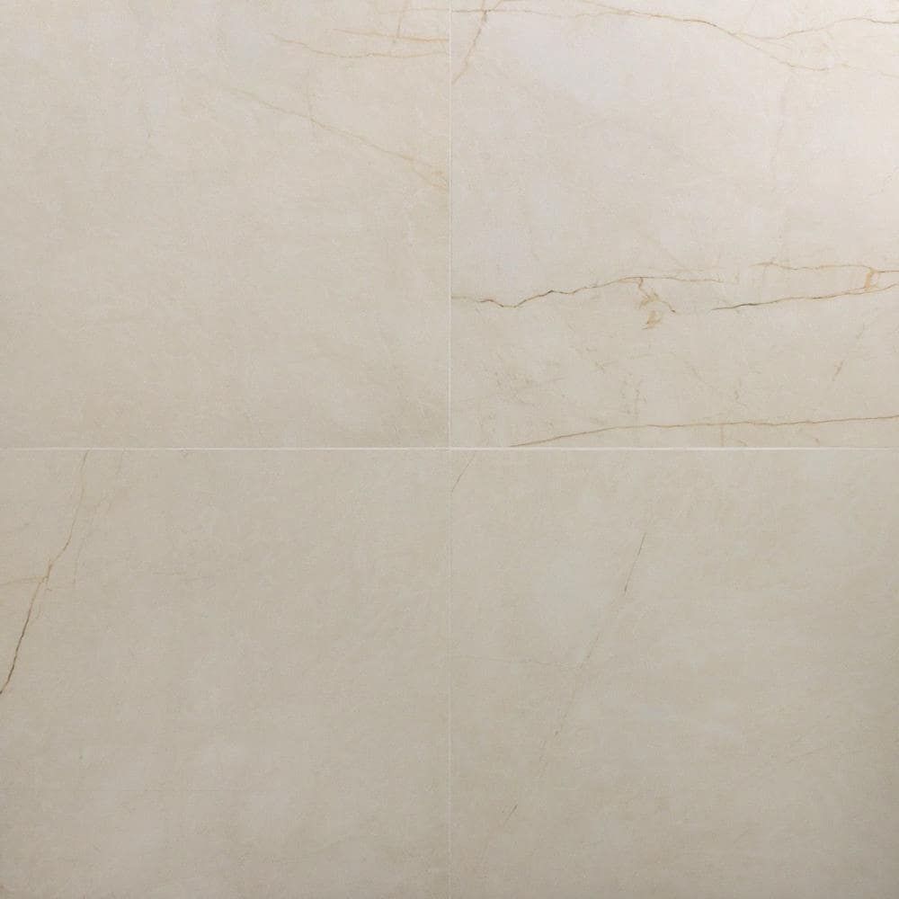 Artmore Tile Grace Crema 24-in x 24-in Polished Porcelain Marble look Floor and Wall Tile ( 15.49-sq ft / Carton ) | EXT3RD101677