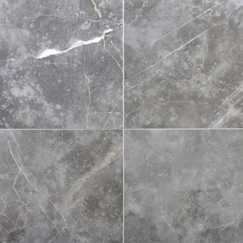 Artmore Tile Grace Grigio 24-in x 24-in Polished Porcelain Marble look Floor and Wall Tile ( 15.49-sq ft / Carton ) | EXT3RD101683