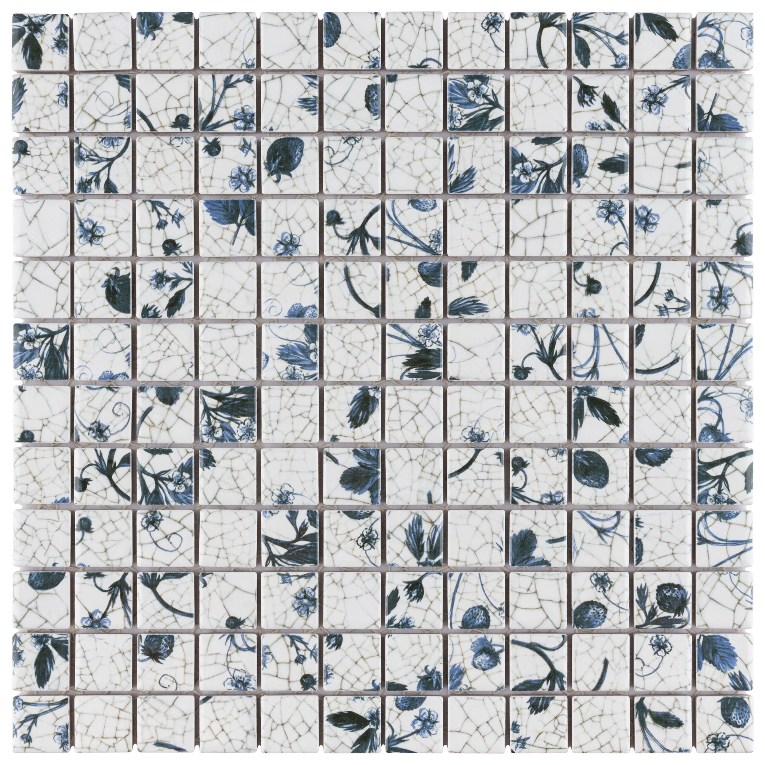 Affinity Tile Strawberry Fields White 12-in x 12-in Satin Porcelain Mosaic Floor and Wall Tile ( 9.6-sq ft / Carton ) | WTCSTRBF