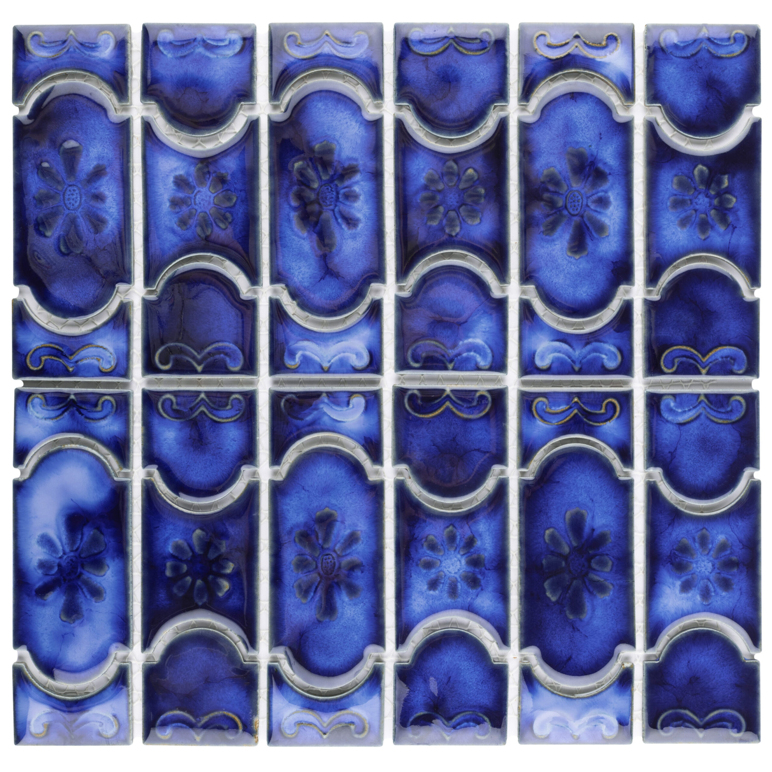 Affinity Tile Montego Sapphire 12-in x 13-in Glossy Porcelain Multi-shaped Mosaic Floor and Wall Tile ( 10.6-sq ft / Carton ) | FKOBUE24
