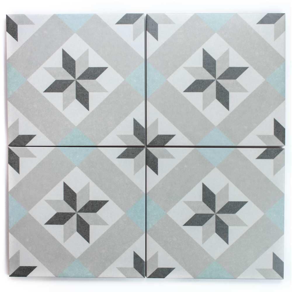 The Tile Life Moon Star Gray 9-in x 9-in Matte Porcelain Encaustic Floor and Wall Tile ( 10.76-sq ft / Carton ) | TFLOR0909PE