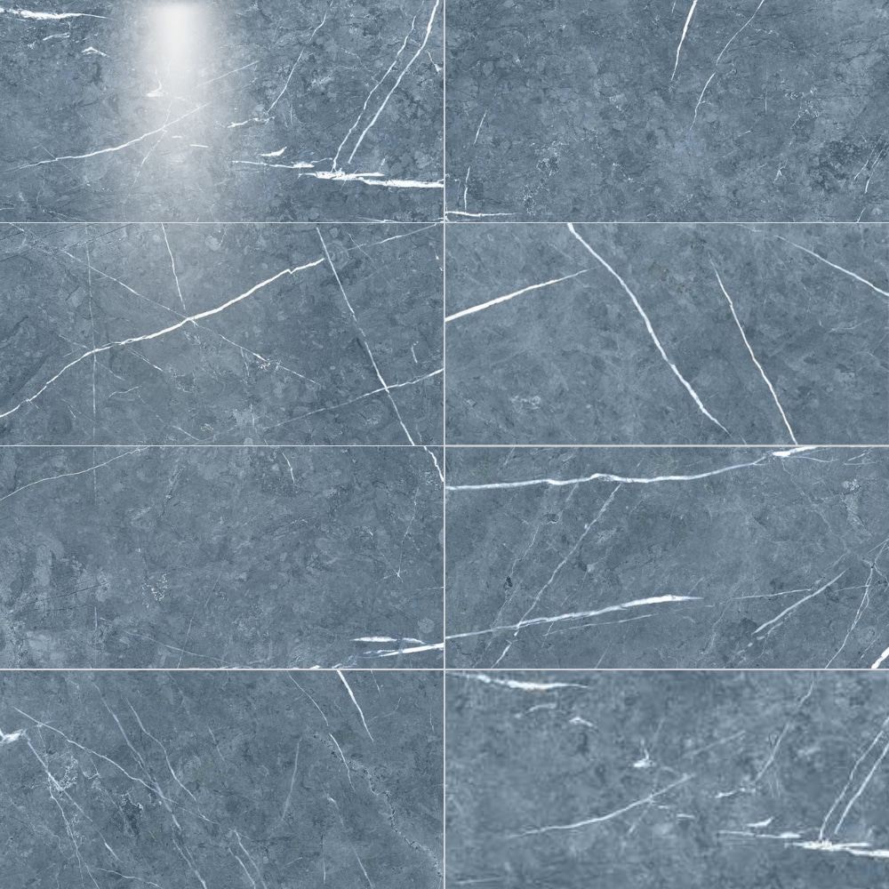 The Tile Life Opera Blue 12-in x 24-in Glossy Porcelain Marble look Floor and Wall Tile ( 11.62-sq ft / Carton ) | TTHEA1224GB