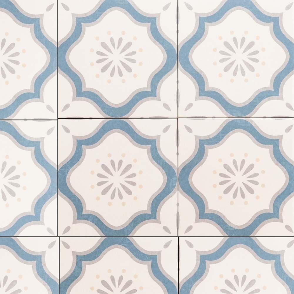 The Tile Life DaVinci Blue 8-in x 8-in Matte Porcelain Encaustic Floor and Wall Tile ( 6.0-sq ft / Carton ) | TCOIM0808