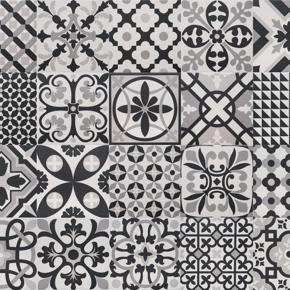 The Tile Life Ellis Taco Black 6-in x 6-in Matte Porcelain Encaustic Floor and Wall Tile ( 5.92-sq ft / Carton ) | THERI0606BK