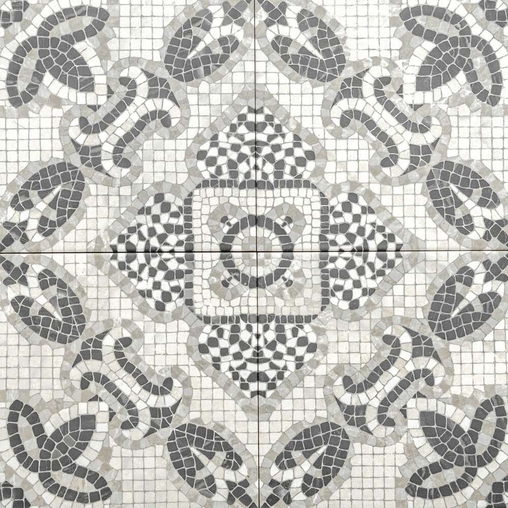 The Tile Life Roman Road Silver 8-in x 8-in Satin Porcelain Encaustic Floor and Wall Tile ( 10.76-sq ft / Carton ) | TAPPI0808