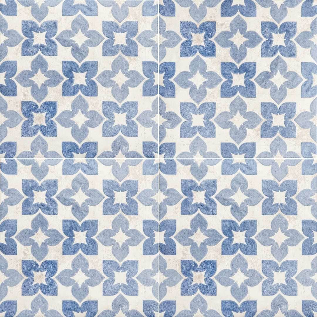 The Tile Life Phlox Blue 8-in x 8-in Satin Porcelain Patterned Floor and Wall Tile ( 10.76-sq ft / Carton ) | TSOUL0808BL