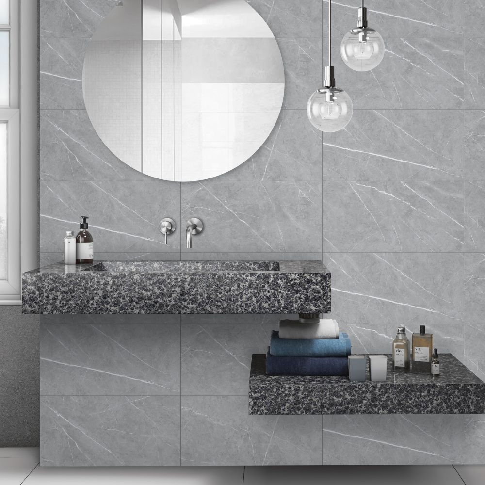 The Tile Life Chaplin Grey 12-in x 24-in Matte Porcelain Marble look Floor and Wall Tile ( 15.28-sq ft / Carton ) | TPIET1224MG