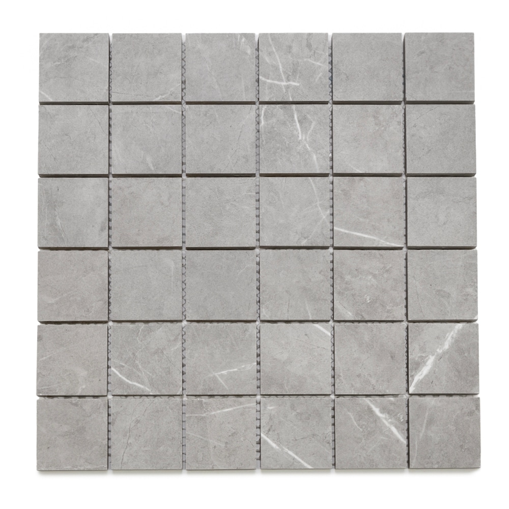 The Tile Life Chaplin Grey 2-in x 2-in Matte Porcelain Marble look Mosaic Floor and Wall Tile ( 1-sq ft / Piece ) | TPIET0202MGMO