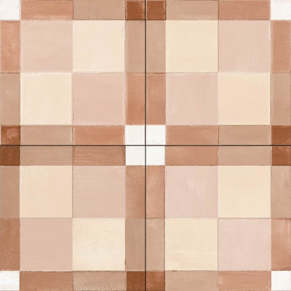 The Tile Life Reina Terracotta Plaid 8-in x 8-in Multi-finish Porcelain Patterned Floor and Wall Tile ( 15.07-sq ft / Carton ) | TSANF0808PO