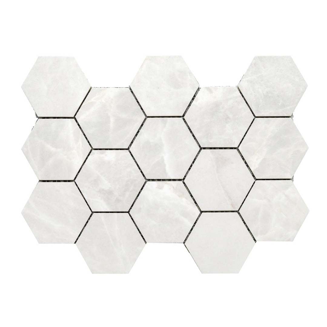 The Tile Life Botticino White 12-in x 12-in Satin Porcelain Hexagon Mosaic Floor and Wall Tile ( 0.78-sq ft / Piece ) | TBRASHEXAWHMO