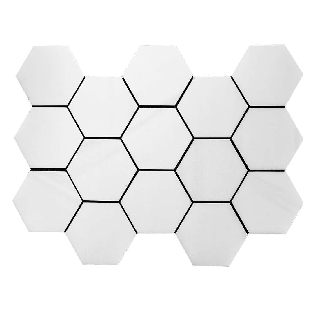 The Tile Life Evoque Bianco 3-in x 3-in Matte Porcelain Marble look Hexagon Mosaic Floor and Wall Tile ( 0.78-sq ft / Piece ) | TBELVHEXMBMO