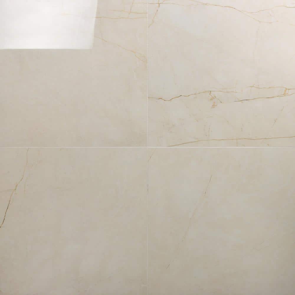 Marmo Beige 23.62 in. x 23.62 in. Polished Marble Look Porcelain Floor and Wall Tile (15.49 sq. ft./Case)