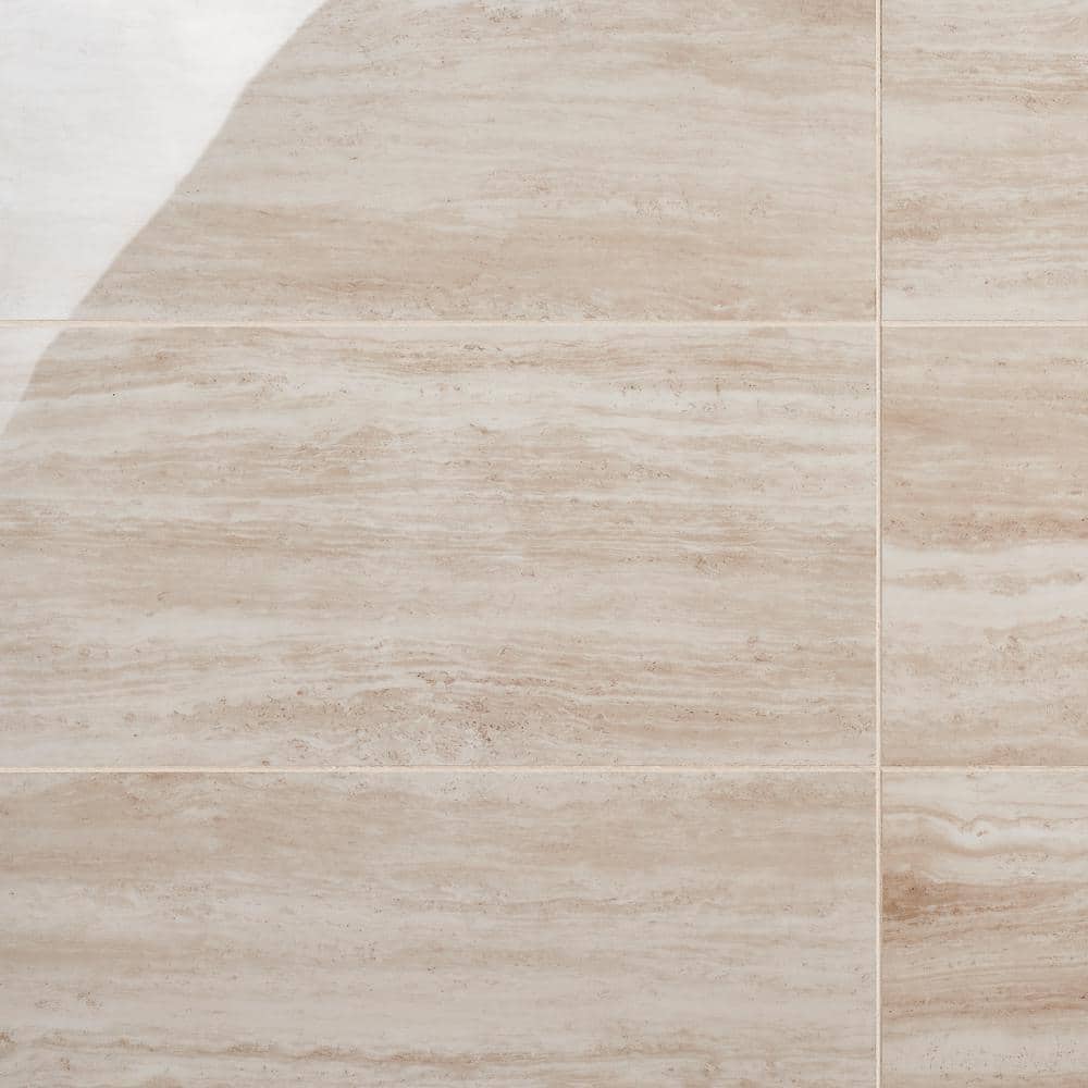 Atlanta Beige 11.72 in. x 23.69 in. Polished Porcelain Floor and Wall Tile (15.5 sq. ft./Case)
