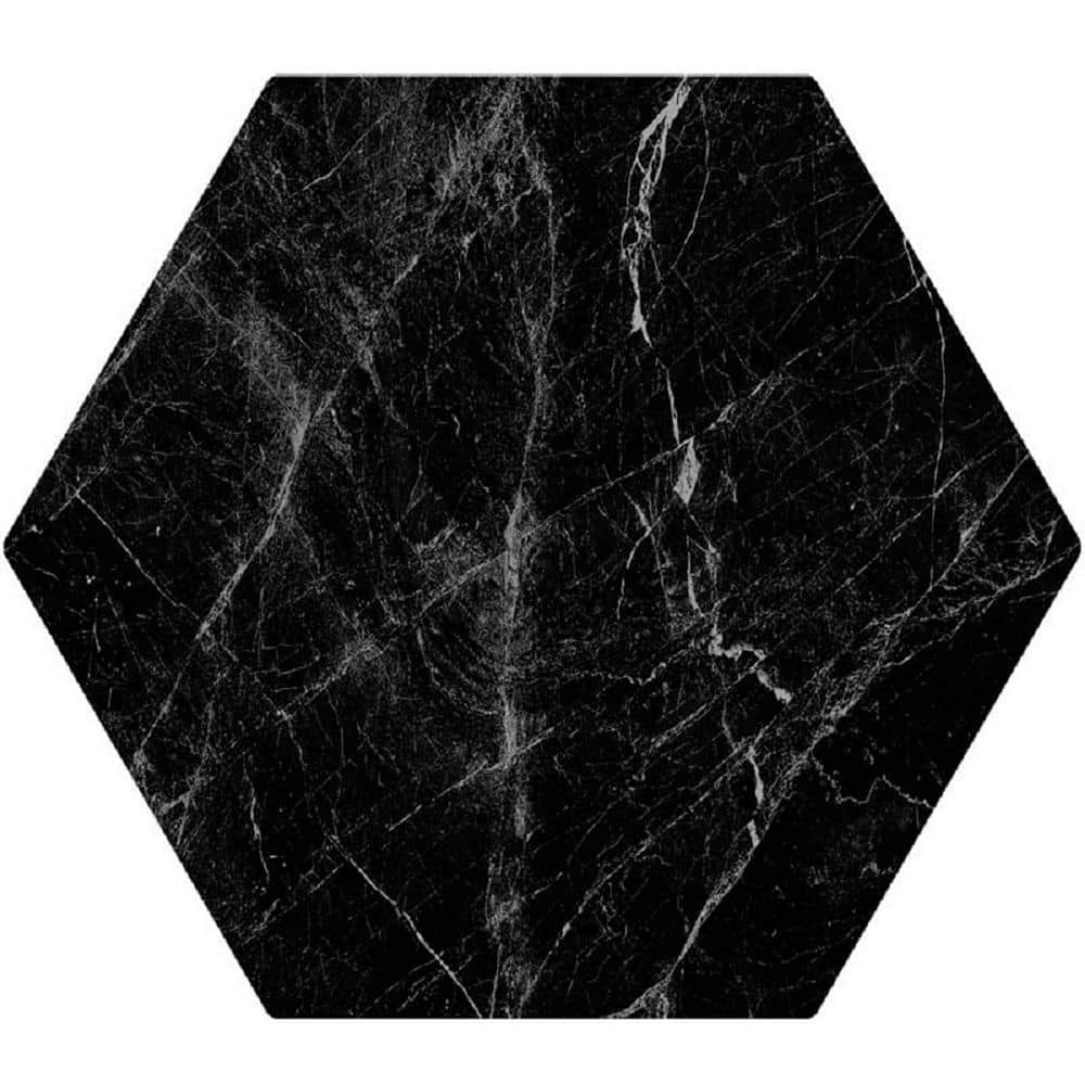 Terra Mia 8.1 in. x 9.25 in. Black Porcelain Matte Hexagon Wall and Floor Tile (9.93 sq. ft./case) 25-Pack