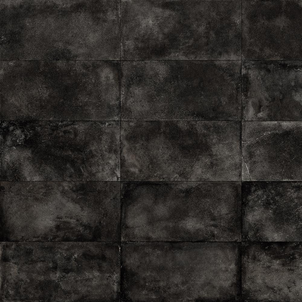 Hudson Black 11.72 in. x 23.69 in. Matte Porcelain Floor and Wall Tile (15.5 sq. ft./Case)