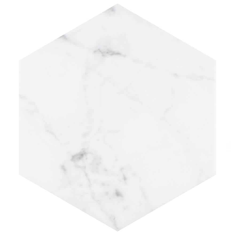 Classico Carrara Hexagon 7 in. x 8 in. Porcelain Floor and Wall Take Home Tile Sample
