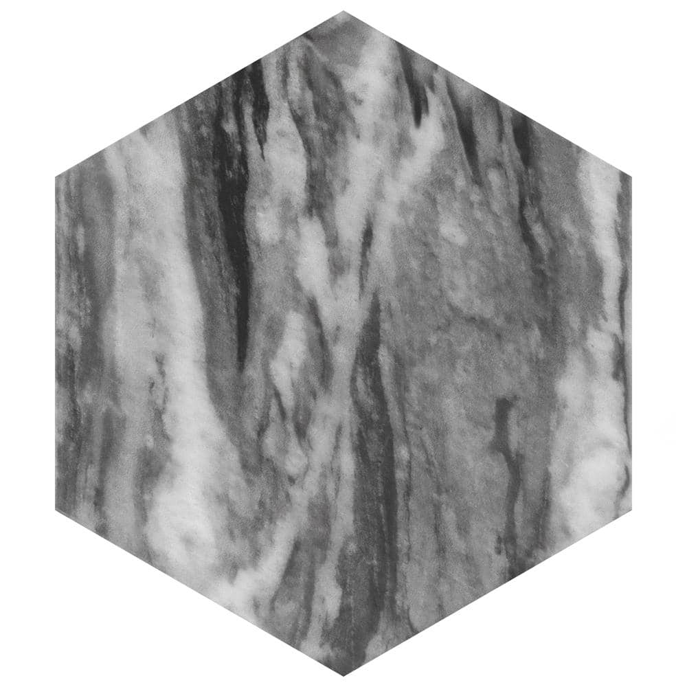 Classico Bardiglio Hex Dark 7 in. x 8 in. Porcelain Floor and Wall Take Home Tile Sample