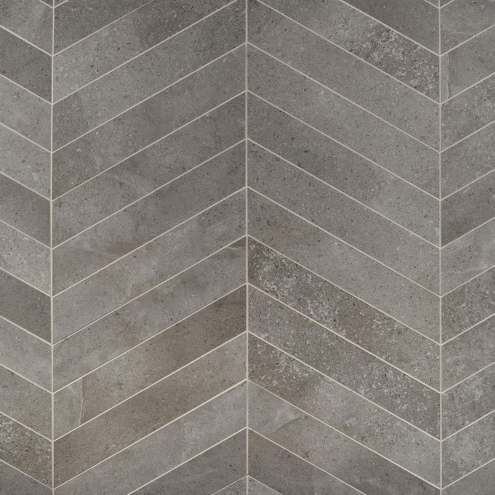 Iris Chevron Fossil 3.93 in. x 20.86 in. Matte Porcelain Floor and Wall Tile (6.71 sq. ft./Case)