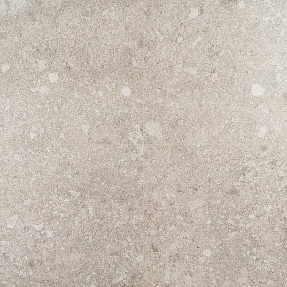 Luxe Terrazzo Gray 23.54 in. x 23.54 in. Matte Terrazzo Look Porcelain Floor and Wall Tile (11.62 sq. ft. / Case)