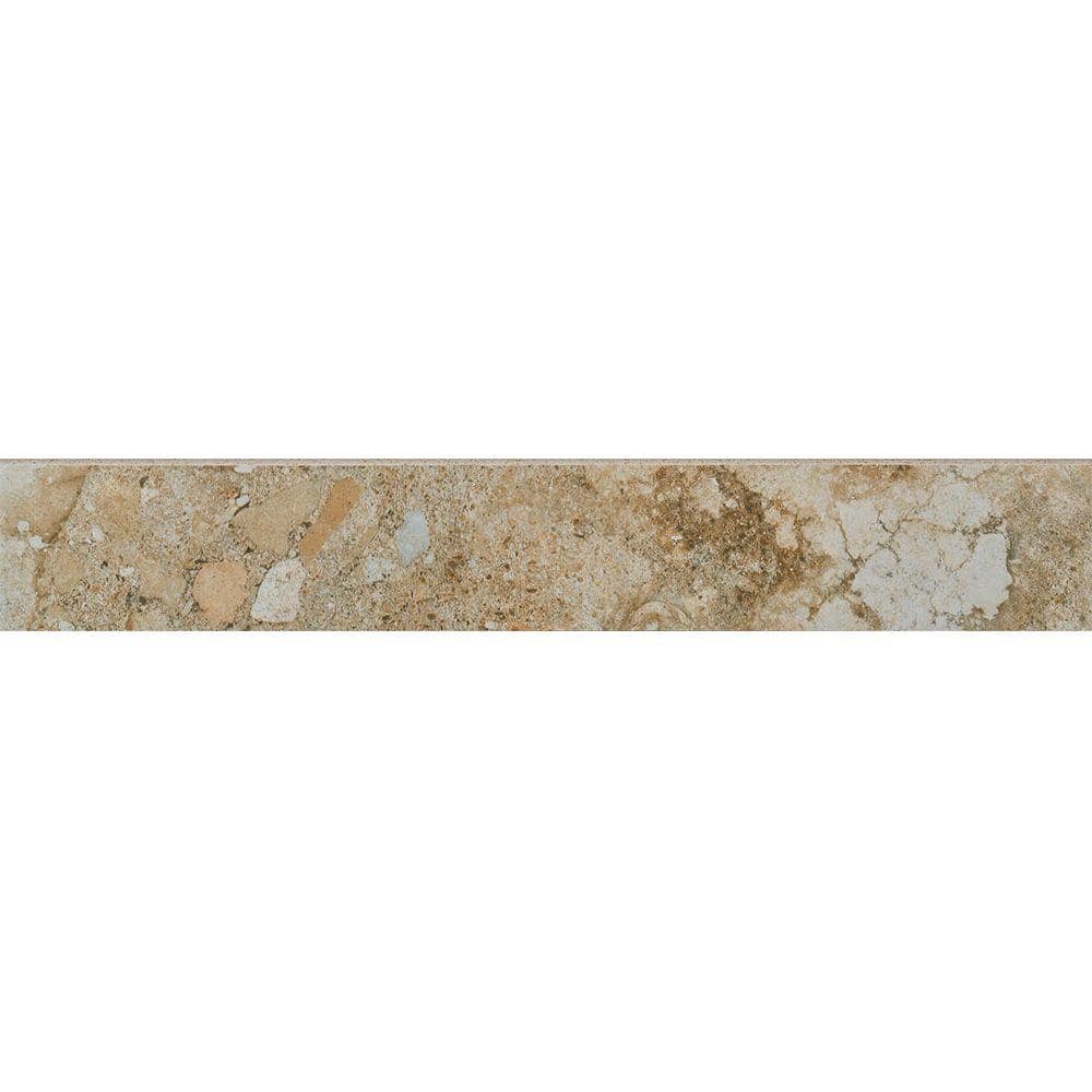 Venetia Noce 3 in. x 18 in. Porcelain Floor and Wall Bullnose Tile