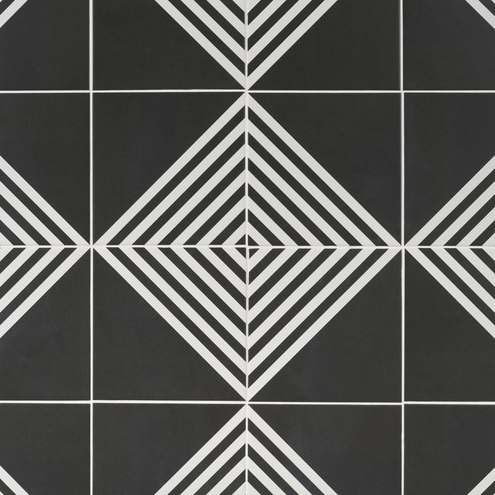 Script Stripe Negative 7.87 in. x 7.87 in. Matte Porcelain Floor and Wall Tile (11.19 sq. ft./Case)
