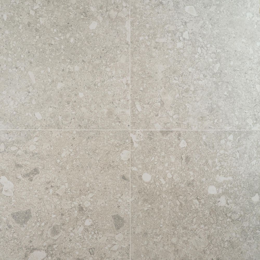 Luxe Terrazzo Silver 23.54 in. x 23.54 in. Matte Terrazzo Look Porcelain Floor and Wall Tile (11.62 sq. ft. / Case)