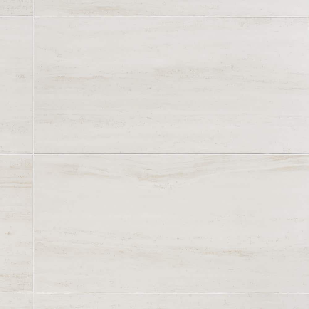 Atlanta White 11.72 in. x 23.69 in. Matte Travertine Look Porcelain Floor and Wall Tile (15.5 sq. ft./Case)