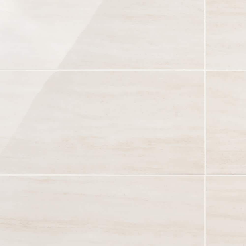 Atlanta White 11.72 in. x 23.69 in. Polished Porcelain Floor and Wall Tile (15.5 sq. ft./Case)